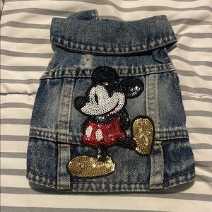 Disney Denim Dog Jacket with Mickey Mouse Design
